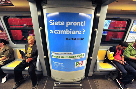 Secondo dei 4 poster realizzati per la Festa de l’Unità di Milano 2014 esposto nel circuito igp decaux nella metropolitana ATM Milano