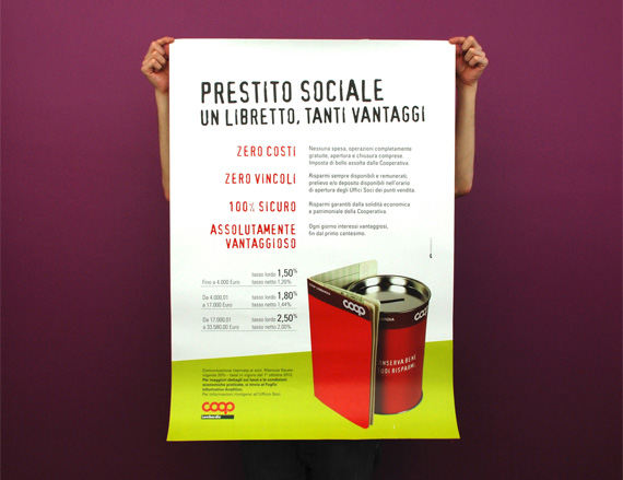 Poster per la campagna del Prestito Sociale di Coop Lombardia