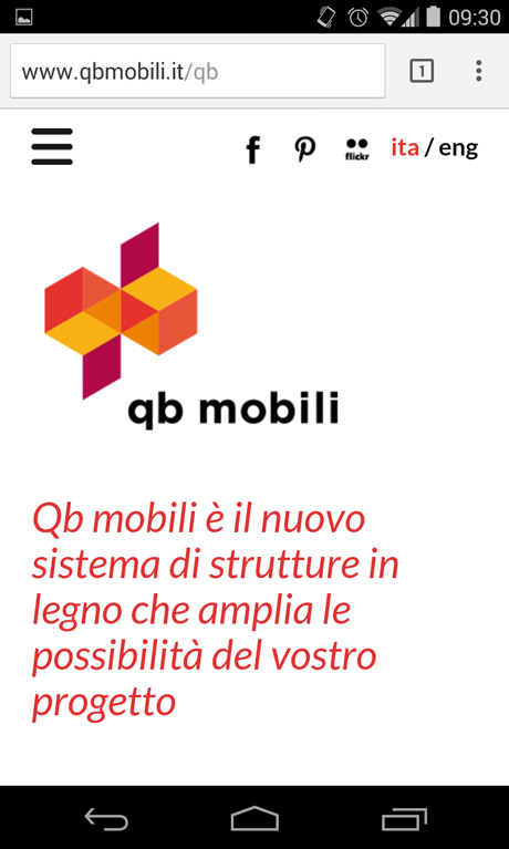 Foto dell’homepage del sito Qb Mobili nella versione mobile